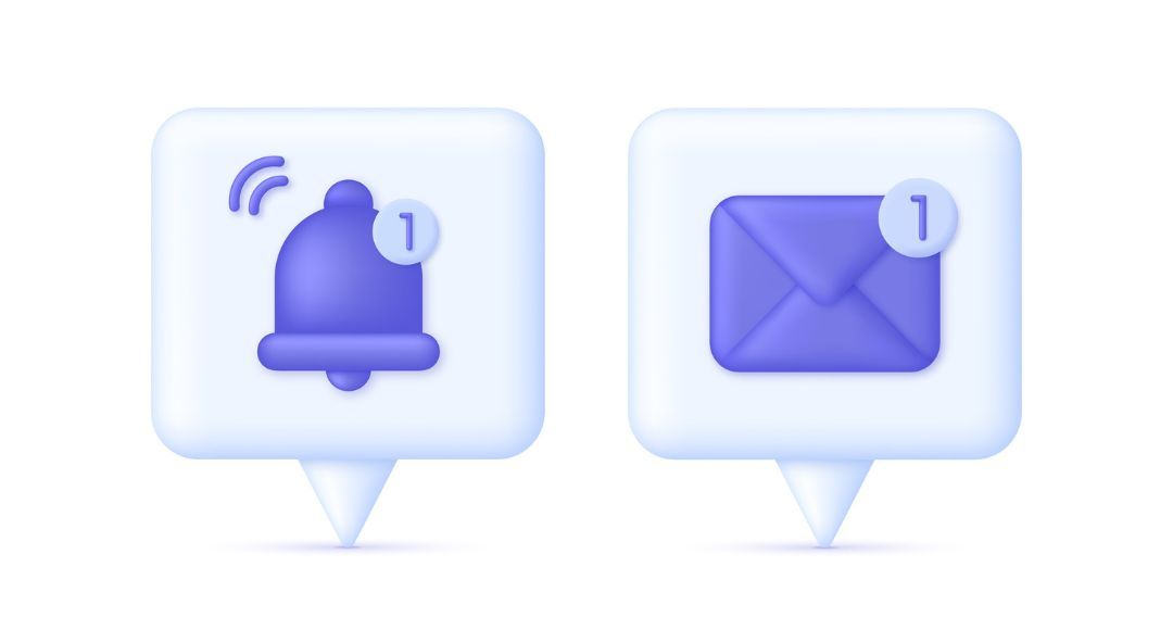 notification bell button side by side with mail icon