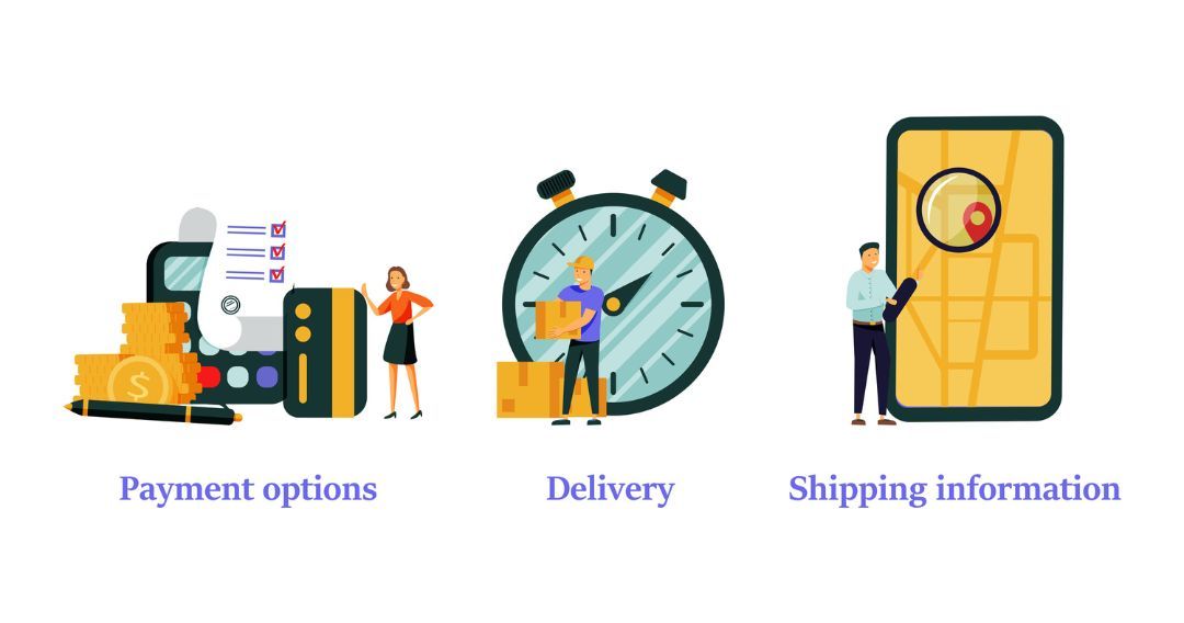 payment options, delivery, and shipping information illustration