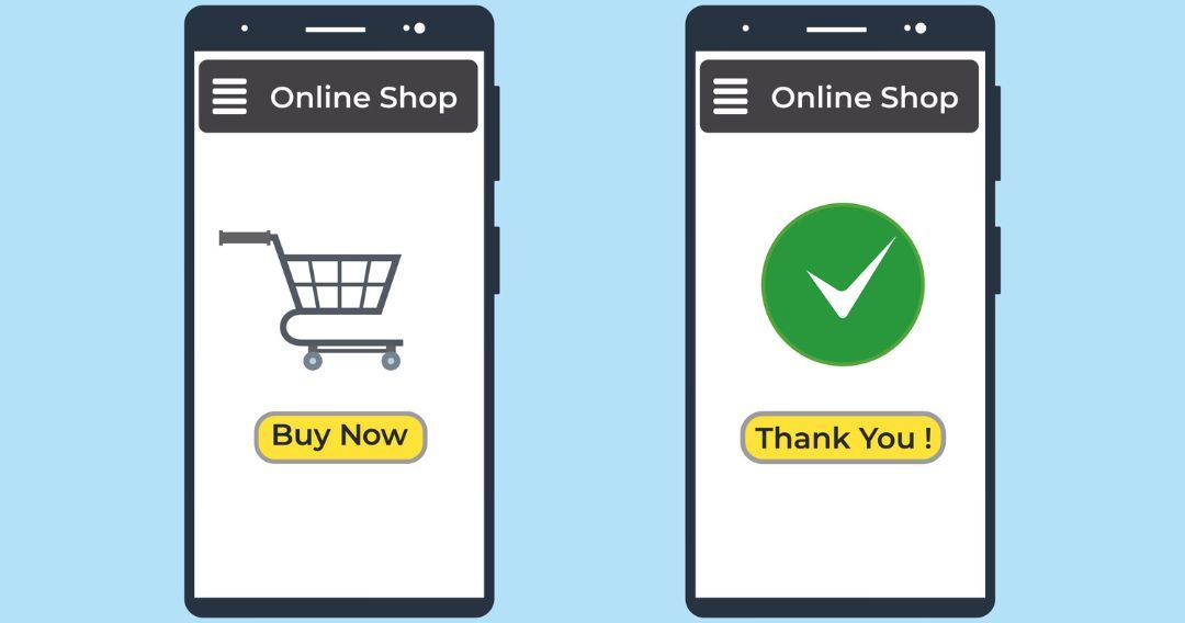 Shopping and buying online with a smartphone and online delivery process