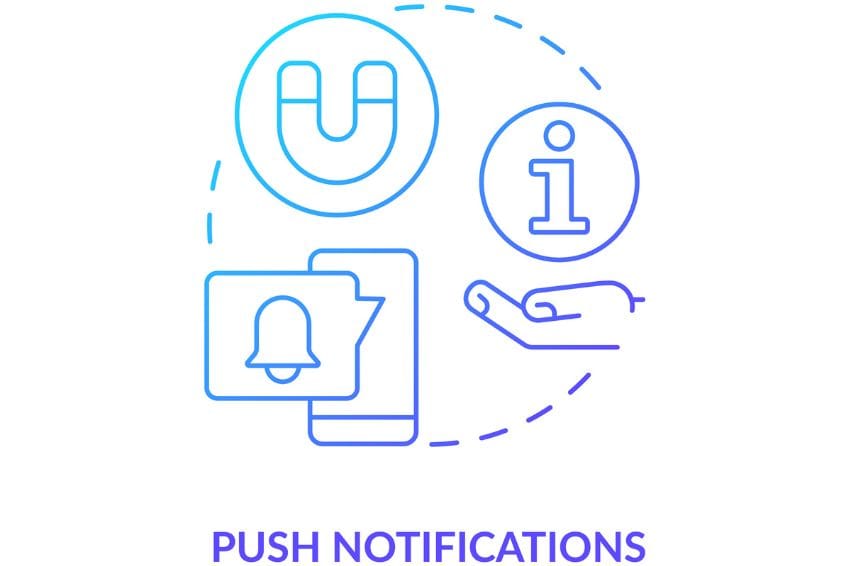  Push notifications blue gradient concept icon