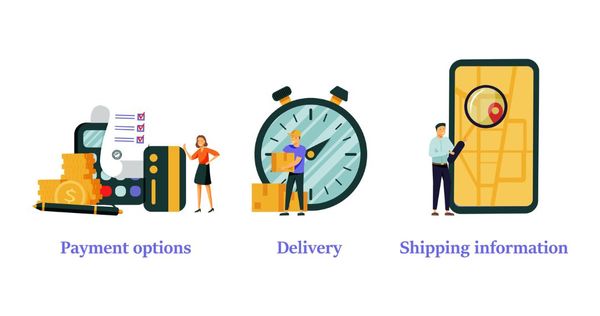 payment options, delivery, and shipping information illustration