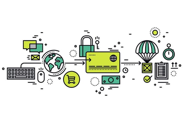 Thin line flat design of credit card secure payment of purchasing goods in online store global e-commerce paying methods in web shop